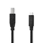 USB 2.0 kabel C mannelijk - B mannelijk - 1m - PVC - Zwart