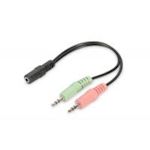 Audio Adapter kabel, 3.5 mm stereo, 3.5mm (4pin/F) > 2  xstereo 3.5mm (M)
